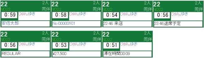 キャバクラPOS テーブル表示枠 キャバクラPOS テーブル表示枠