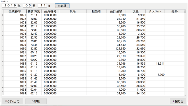 日別伝票一覧 日別伝票一覧