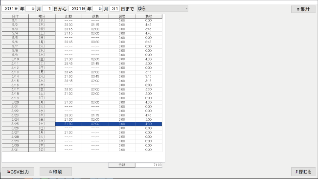 個別出退勤月報