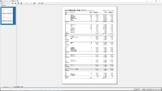 商品区分別売上