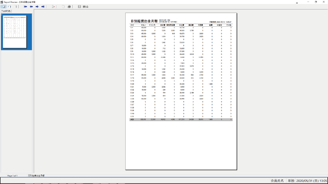 日別経費出金月報