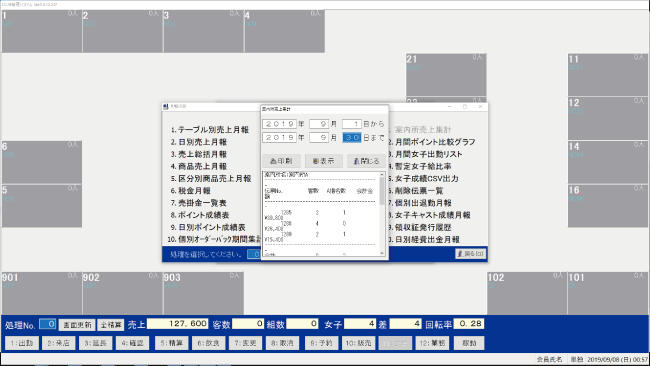 キャバクラPOS 案内所売上集計表